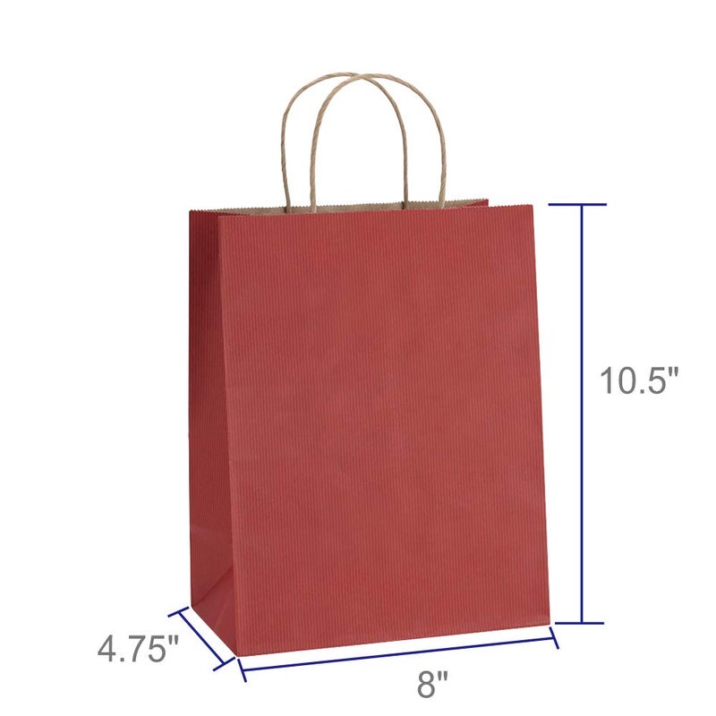 BagDream أكياس هدايا باغ دريم 8x4.25x10.5 50 قطعة أكياس ورقية كرافت حمراء مع مقابض بالجملة، للتسوق، البيع بالتجزئة، البضائع، هدايا الحفلات، الهدايا، الأعمال، أكياس ورقية كرافت معاد تدويرها - Image 2